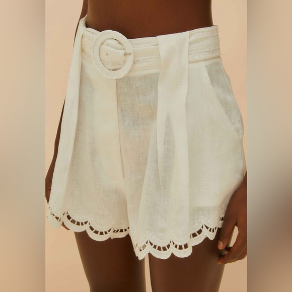 Farm Rio Off-White Richelieu Linen Shorts - Picture 3 of 7